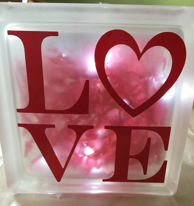 Lighted Glass Block, Battery, Glass Block Night Light, Glass Block  Personalized, Glass Block Decals, Gift for Her, Glass Block With Lights 