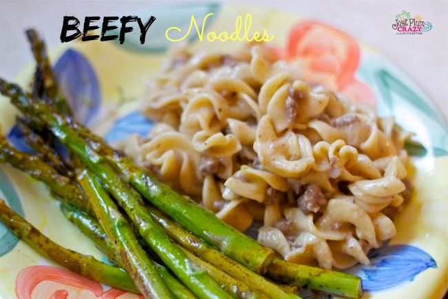 Beefy noodles has become kind of a staple in my house. It is stick-to-your-ribs, guaranteed that my kids will eat, FAST, easy cooking. Nothing fancy here.