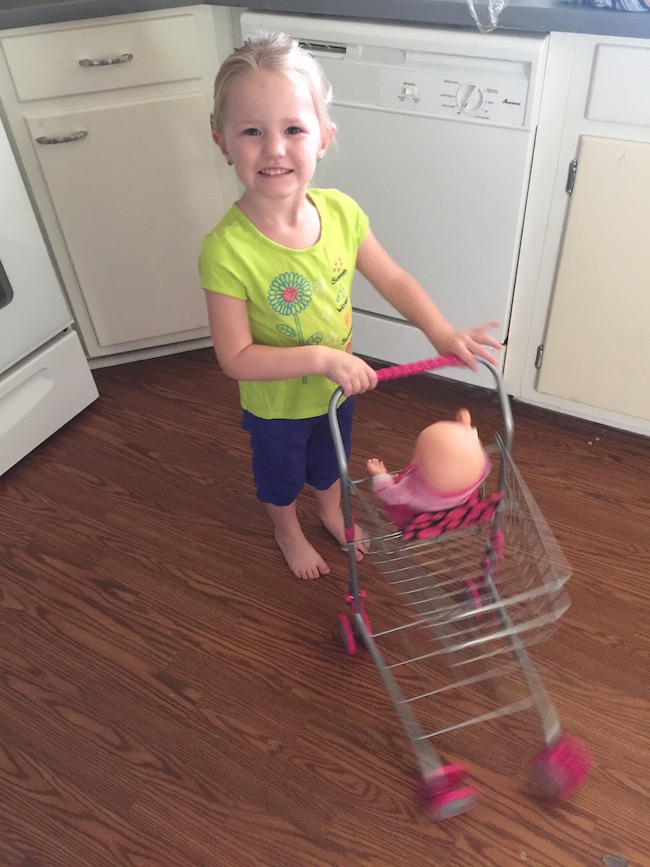 Take your shopping list and your teddy bear and get ready to shop. Our durable metal toddler shopping cart looks just like those in real stores. 