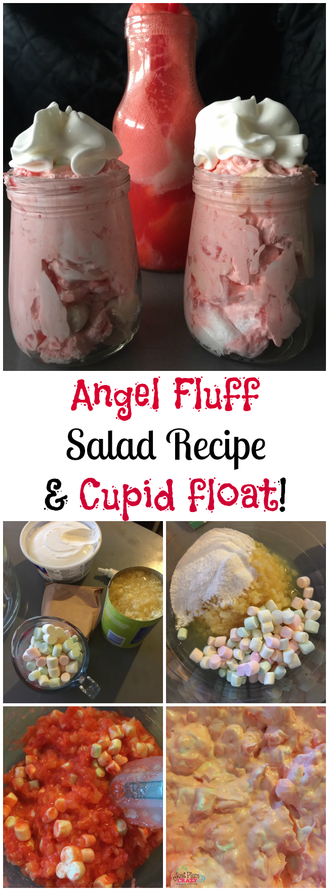 What's great about the Angel Fluff Salad Recipe is that you can make it any color you want for any holiday! I made it pink for Valentine's Day.