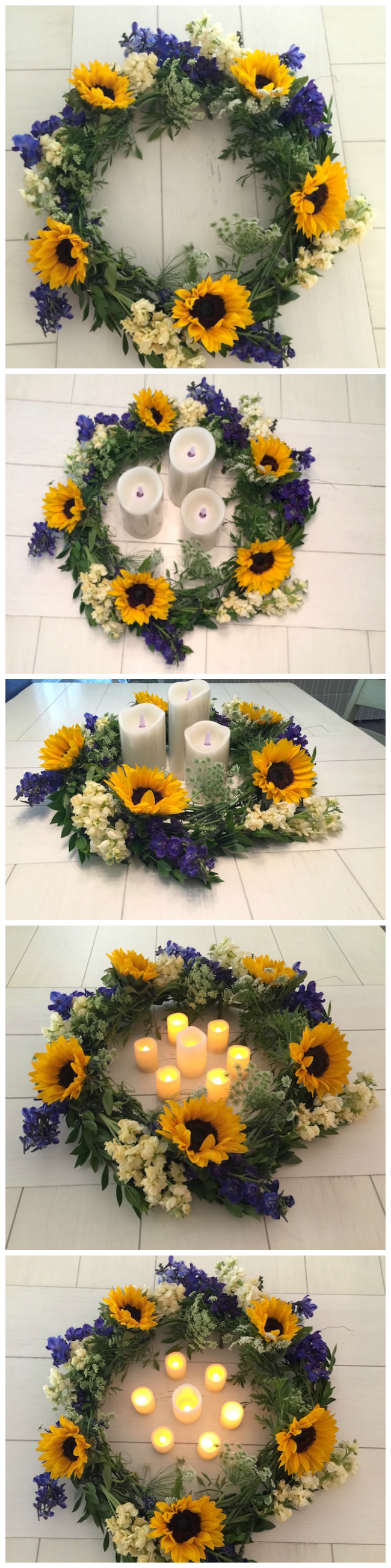 FiftyFlowers are wholesale flowers and have every kind of flower you are looking for for your event. I made a Sunflower Wreath and wedding corsage.