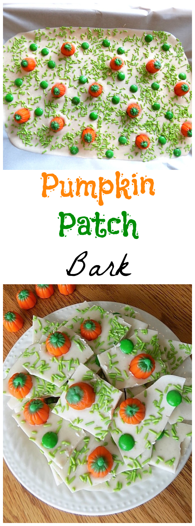 Fall is here & it's Pumpkin time! This Pumpkin Patch Bark recipe is perfect for any fall gathering or as a fun recipe for kids to make.