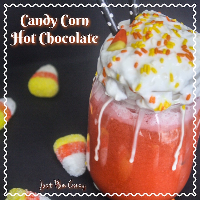 Since we just shared a Carved Pumpkin Cookie recipe, how about some Candy Corn Hot Chocolate recipe to wash it down with!