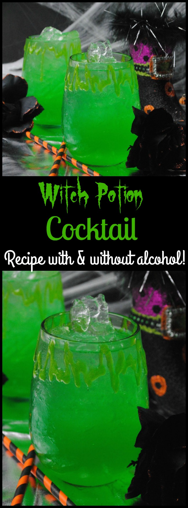 Witch Potion Cocktail Recipe with a non-alcoholic option.