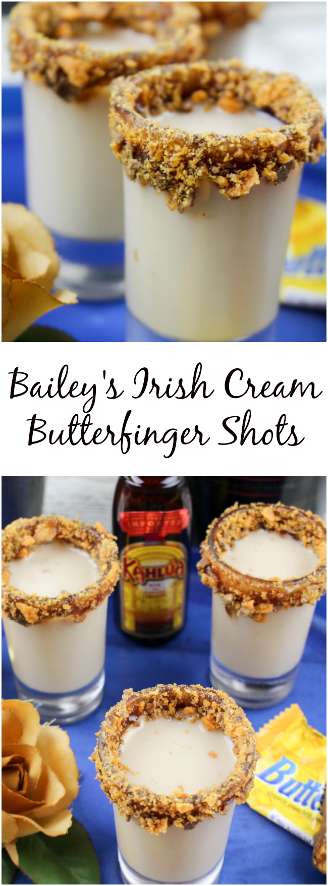 The Bailey's Irish Cream Butterfinger Shots Recipe is creamy, goes down smooth and will be yours and everyone else's favorite party drink.