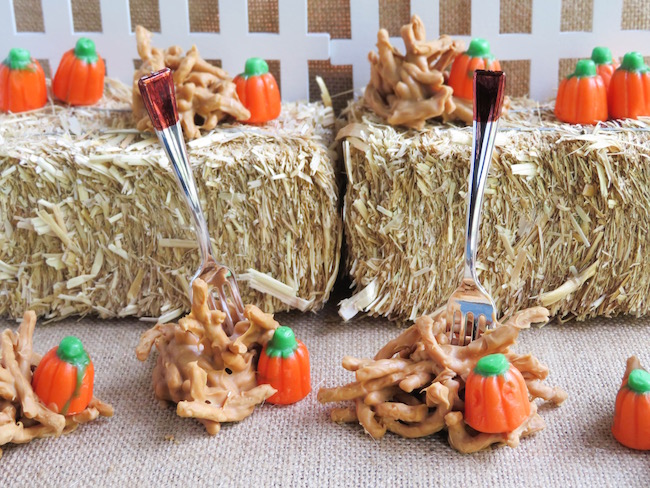 These are a fun and easy snack to make for Thanksgiving. The kids can even help make the Peanut Butter Haystacks recipe and everyone will love them.