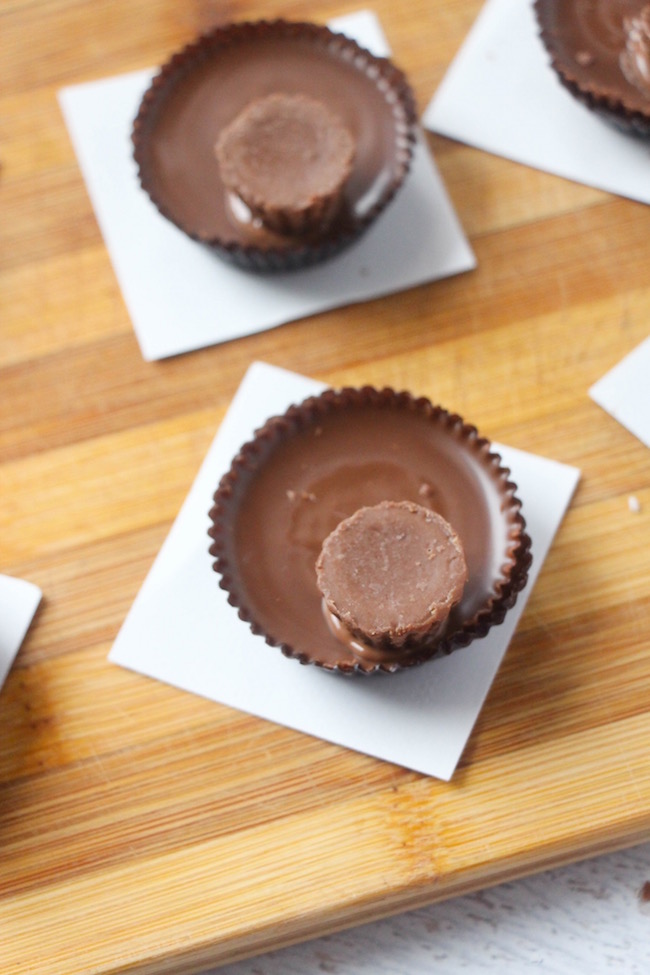 Placing smaller Reese's cup on bigger version