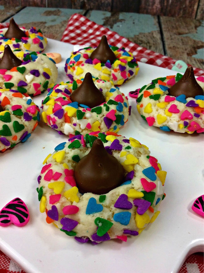 This Valentine's Day Kiss Sprinkle Cookies recipe is perfect for taking to the office, to school for Valentine's Day party or just to have around the house. 