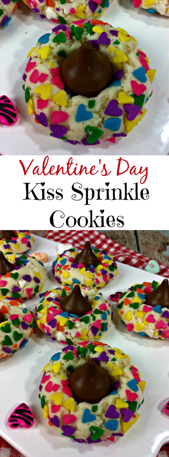 This Valentine's Day Kiss Sprinkle Cookies recipe is perfect for taking to the office, to school for Valentine's Day party or just to have around the house. 