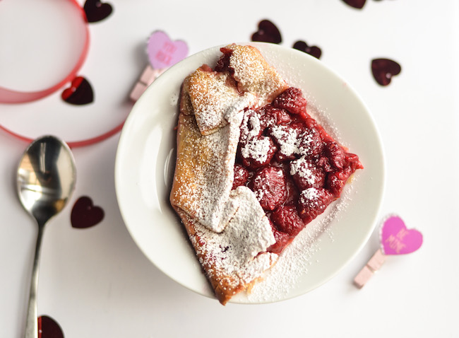 The Raspberry Galette is filled with fresh raspberries in a pre made crust and topped with confectionary sugar, it will please any palate.
