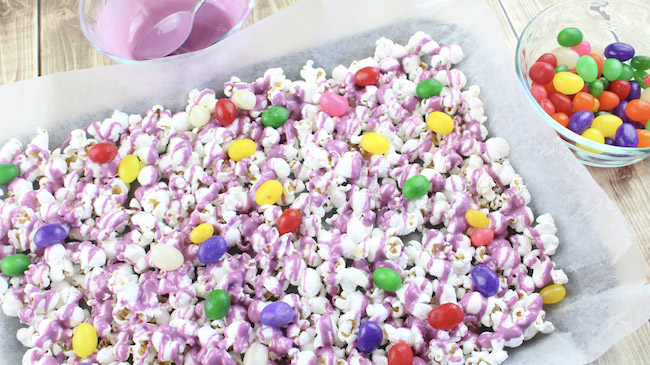 The kids will go crazy for this Jelly Bean Popcorn recipe. Simple to make and be a huge hit in the classroom, office or at home on movie night. 