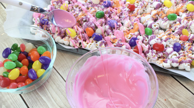 The kids will go crazy for this Jelly Bean Popcorn recipe. Simple to make and be a huge hit in the classroom, office or at home on movie night. 