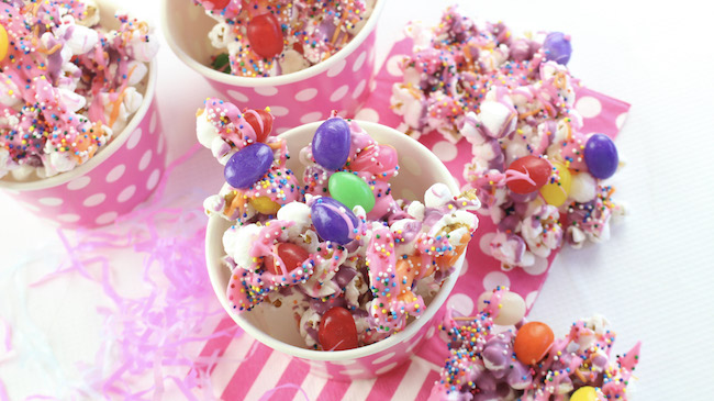 The kids will go crazy for this Jelly Bean Popcorn recipe. Simple to make and be a huge hit in the classroom, office or at home on movie night. 