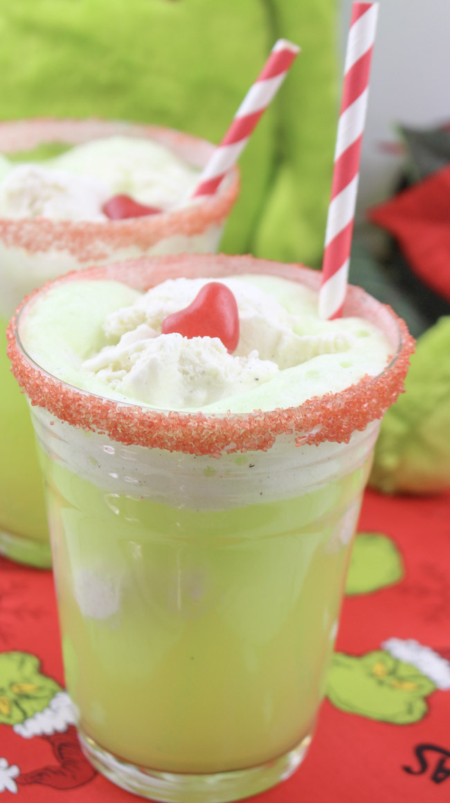 How The Grinch Stole Christmas is my all time favorite Christmas cartoon. So it's only fitting that we share a Kids Grinch ice Cream Float recipe.