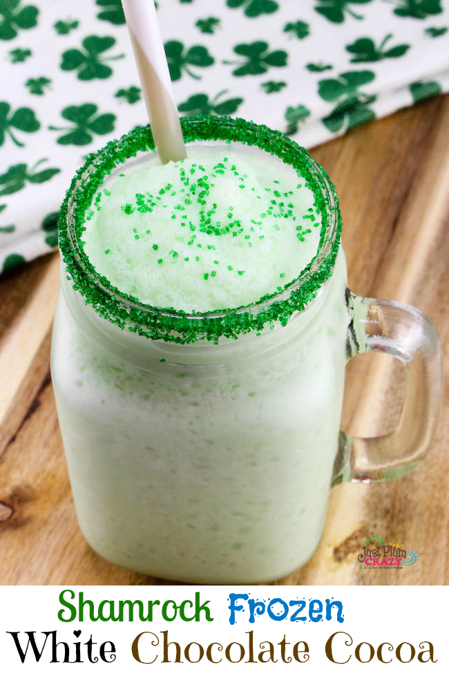 With all the St. Patrick's Day goodies that we've been sharing, I think it's time for a beverage like this Shamrock Frozen White Chocolate Cocoa Recipe.