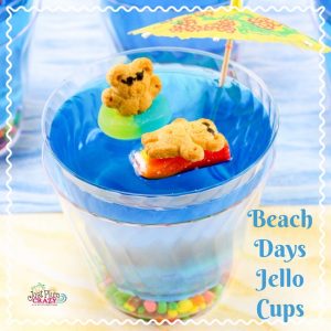 Since we are on a roll with cute mini desserts, let's sneak in a fun summer dessert that the kids will absolutely adore..Beach Days Jello Cups Recipe.