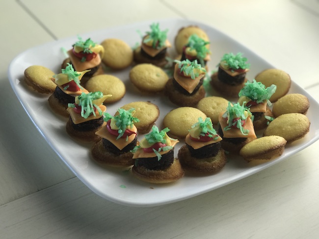 The Mini Hamburger Cupcakes Recipe is just too cute. Check out our Mini Ice Cream Cone Cupcakes recipe for our Country-Fried Krystal BBQ party.