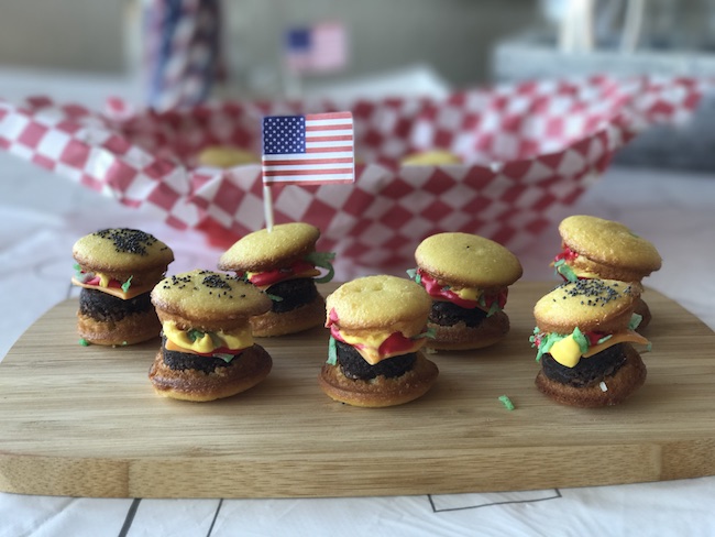 The Mini Hamburger Cupcakes Recipe is just too cute. Check out our Mini Ice Cream Cone Cupcakes recipe for our Country-Fried Krystal BBQ party.
