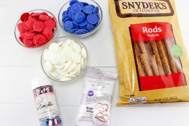 Ingredients for chocolate covered pretzels