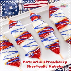 Another red, white & blue recipe with The Patriotic Strawberry Shortcake Kabobs Recipe is super easy and can be put together in just a couple of minutes.