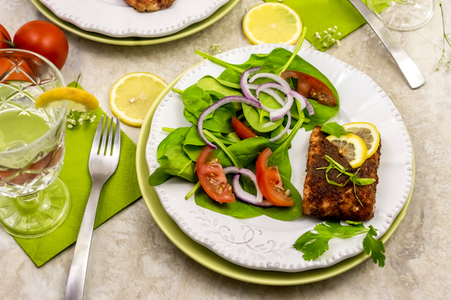 Air Fryer Salmon with Salad