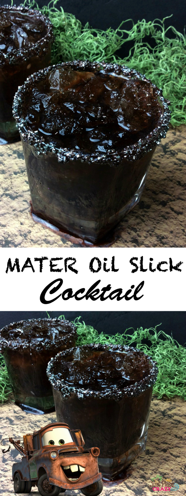 We just shared a Lightning McQueen Oreo recipe and Lightning McQueen Cupcake recipe, how about a Mater Oil Slick Cocktail recipe!