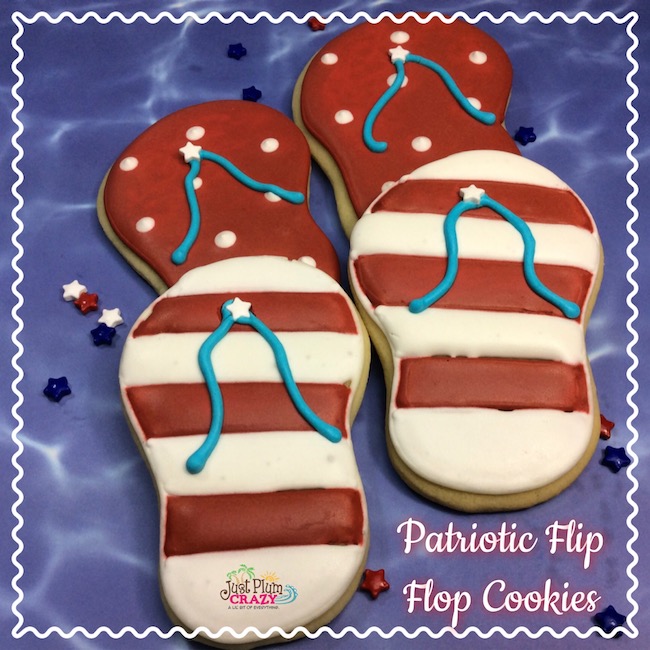 Flip Flop Shaped Patriotic Sugar Cookies 