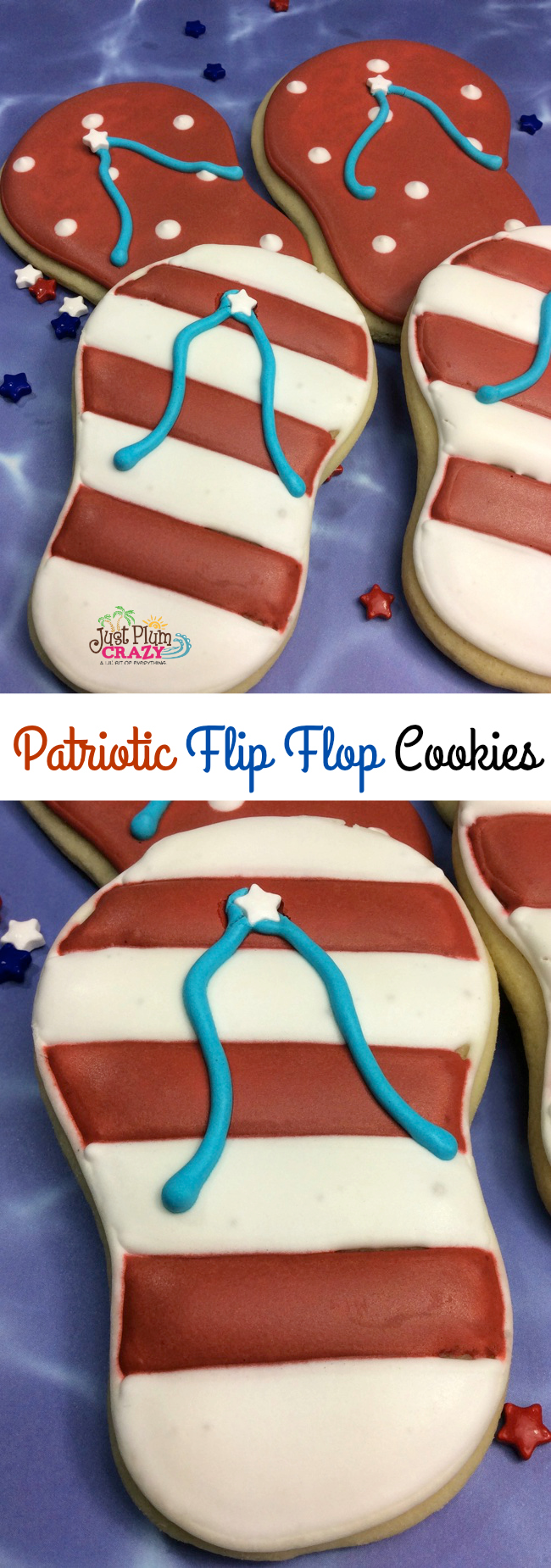 Flip Flop cookie recipe in red, white and blue