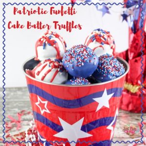 The 4th of July is only a couple weeks away, so we will bombing you with a lot of Patriotic recipes like the Patriotic Funfetti Cake Batter Truffles recipe.