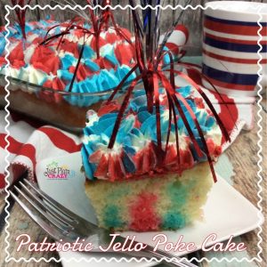 You can always use an easy Patriotic Poke Cake recipe for any holiday! This will be our last Patriotic recipe until Labor Day.