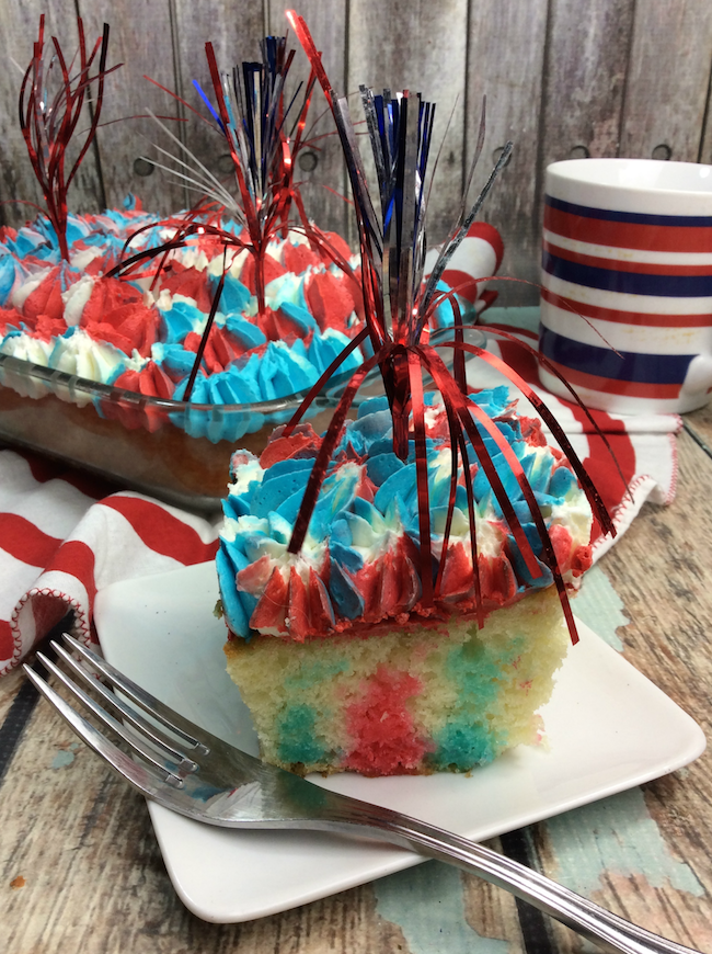 Red White and Blue Patriotic Jello Poke Cake