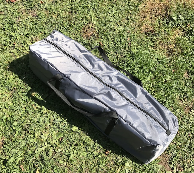 The RORAIMA Bug Proof Screen Tent weighs in at 20 lbs when in the carry bag and has 117 square feet of floor space measuring 13 feet x 9 feet x 6.9 feet.