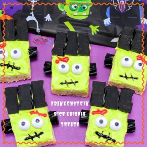 Who doesn't love a good scary treat! The Frankenstein Rice Krispies Treats is perfect for any party whether it's at home, at school, or at the office.