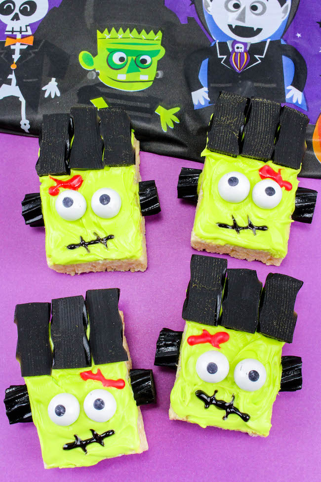 Who doesn't love a good scary treat! The Frankenstein Rice Krispies Treats is perfect for any party whether it's at home, at school, or at the office.