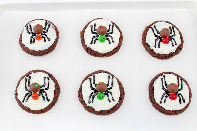 There's nothing spooky about these spider cookies but they go together perfectly with the Spider Web Cupcakes recipe that we just shared.