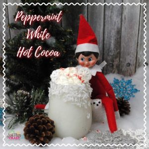 We just shared a couple of adult beverages to get through the month and now we are sharing an Elf on the Shelf Peppermint White Hot Cocoa recipe.