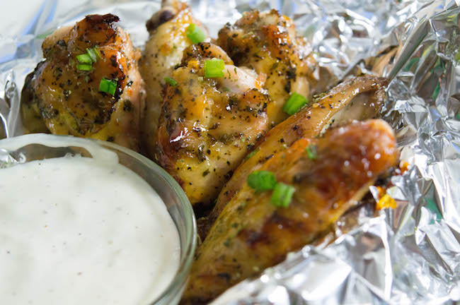 Air Fryer chicken wings with blue cheese dressing