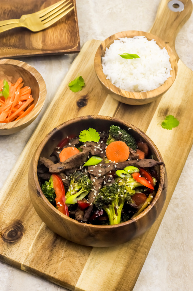 Seeing as it's National Gluten Free Day, we are sharing another gluten free recipe. Beef Stir Fry with assorted veggies can also be made in a Gluten Free and Paleo version.