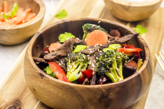 Seeing as it's National Gluten Free Day, we are sharing another gluten free recipe. Beef Stir Fry with assorted veggies can also be made in a Gluten Free and Paleo version.