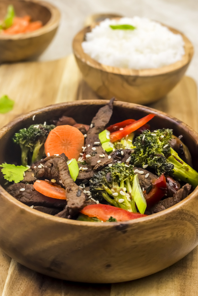 Seeing as it's National Gluten Free Day, we are sharing another gluten free recipe. Beef Stir Fry with assorted veggies can also be made in a Gluten Free and Paleo version.