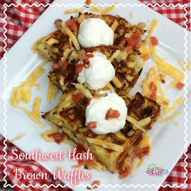 The Southwest Hash Brown Waffles recipe are a great way to take frozen hash browns or tater tots and make them into something fun. Use these waffles to make a breakfast sandwich or in place of your bun for a burger. Either way, you’re going to love these!