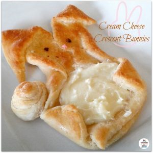 It's super easy to make the Bunny danish with 2 cans of Pillsbury crescent dinner rolls and cream cheese!