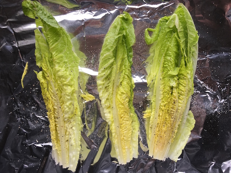 Grilled romaine lettuce for salad