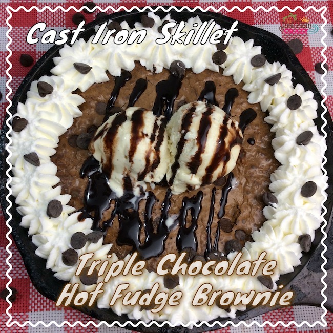 At home or camping, the Cast Iron Skillet Triple Chocolate Hot Fudge Brownie Recipe is a recipe that you can use no matter where you are. 