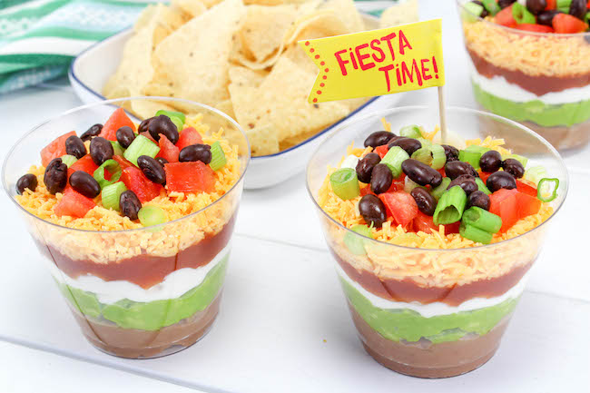 Mexican Layer Dip Individual Cups Recipe - Be Plum Crazy!