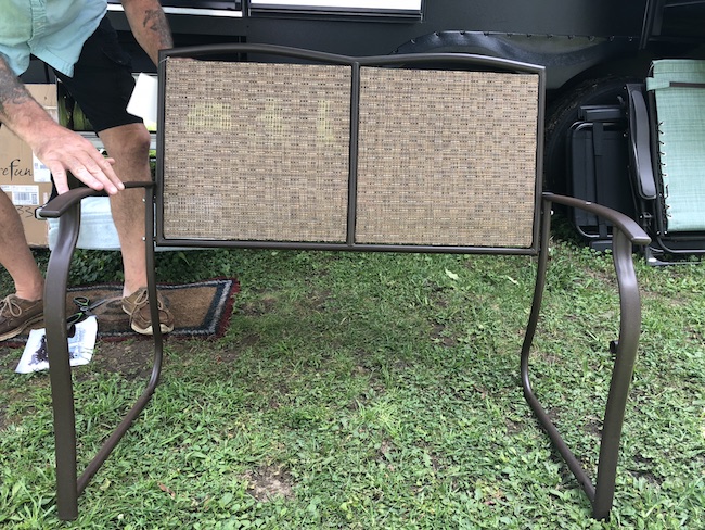 The Naturefun Patio Glider Loveseat is easily put together. The Rattan fabric is hard wearing, tear and crack resistant and is ventilated for comfort.