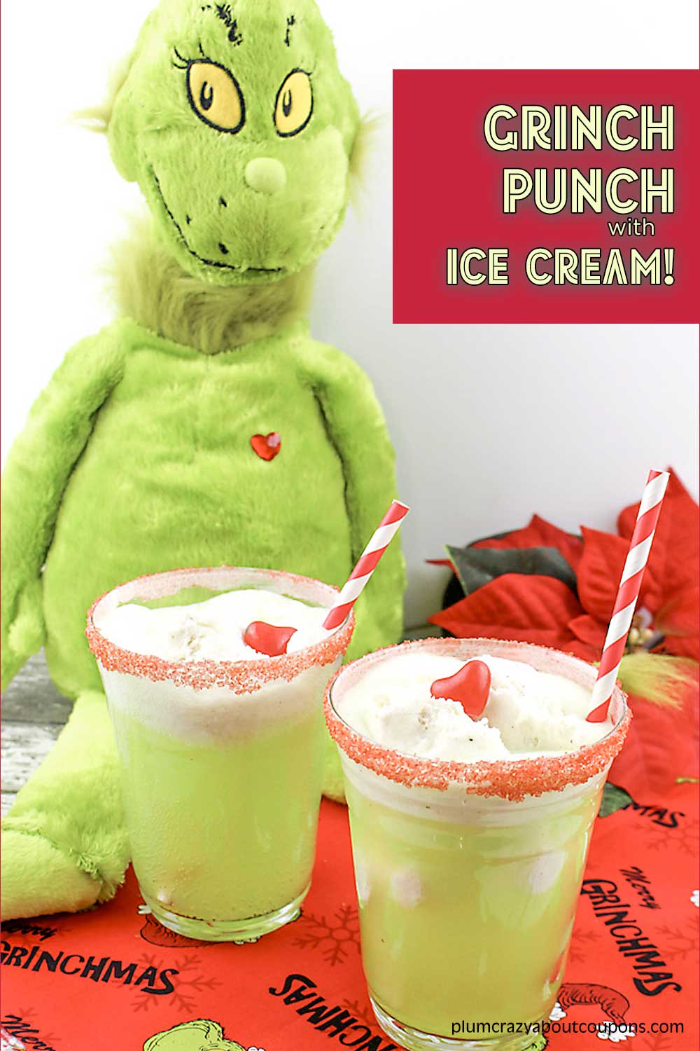 Grinch Punch recipe with ice cream.
